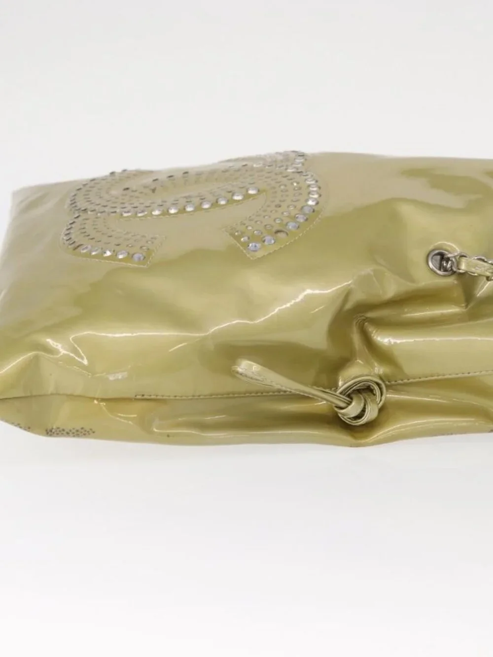 CHANEL COCO Mark Chain Shoulder Bag Patent leather Gold CC Auth 152287